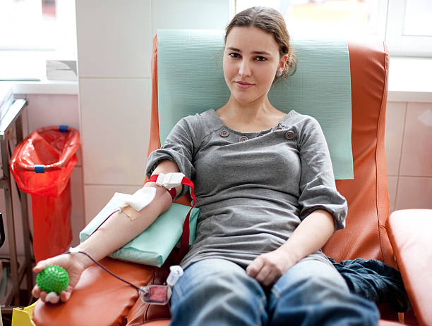 A girl donating plasma